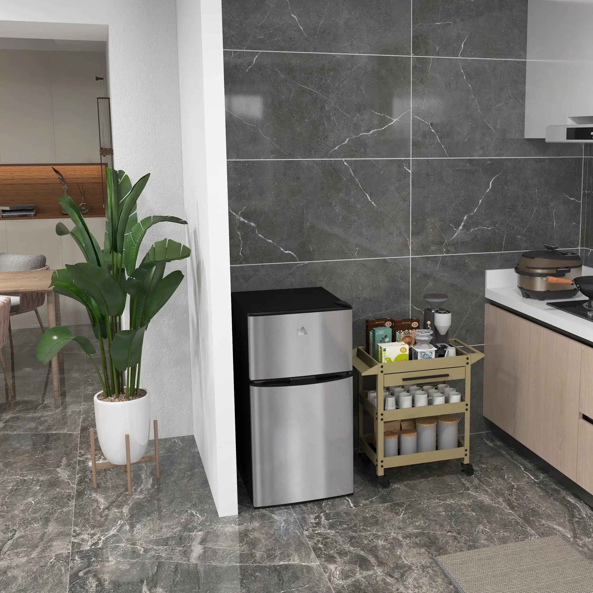 3.2 Cu Ft Compact Refrigerator, Mini Fridge with Freezer, Silver Small Kitchen Appliances at Gallery Canada