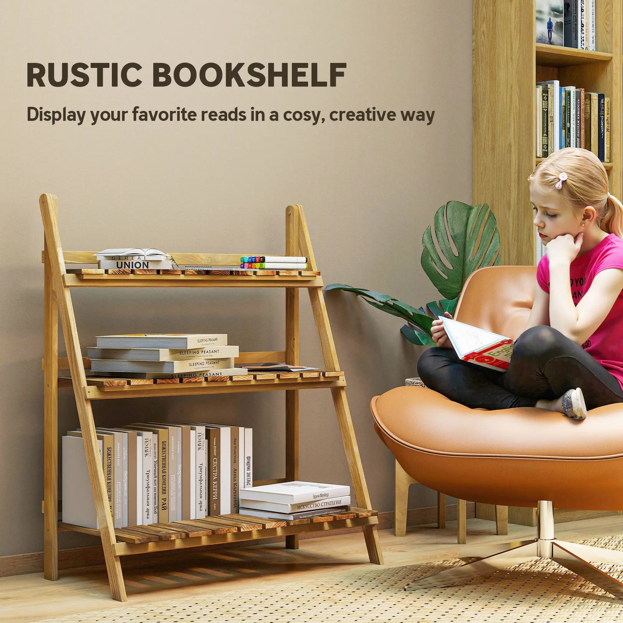 Foldable 3-Tier Wooden Plant Shelf, Outdoor Plant Stands at Gallery Canada
