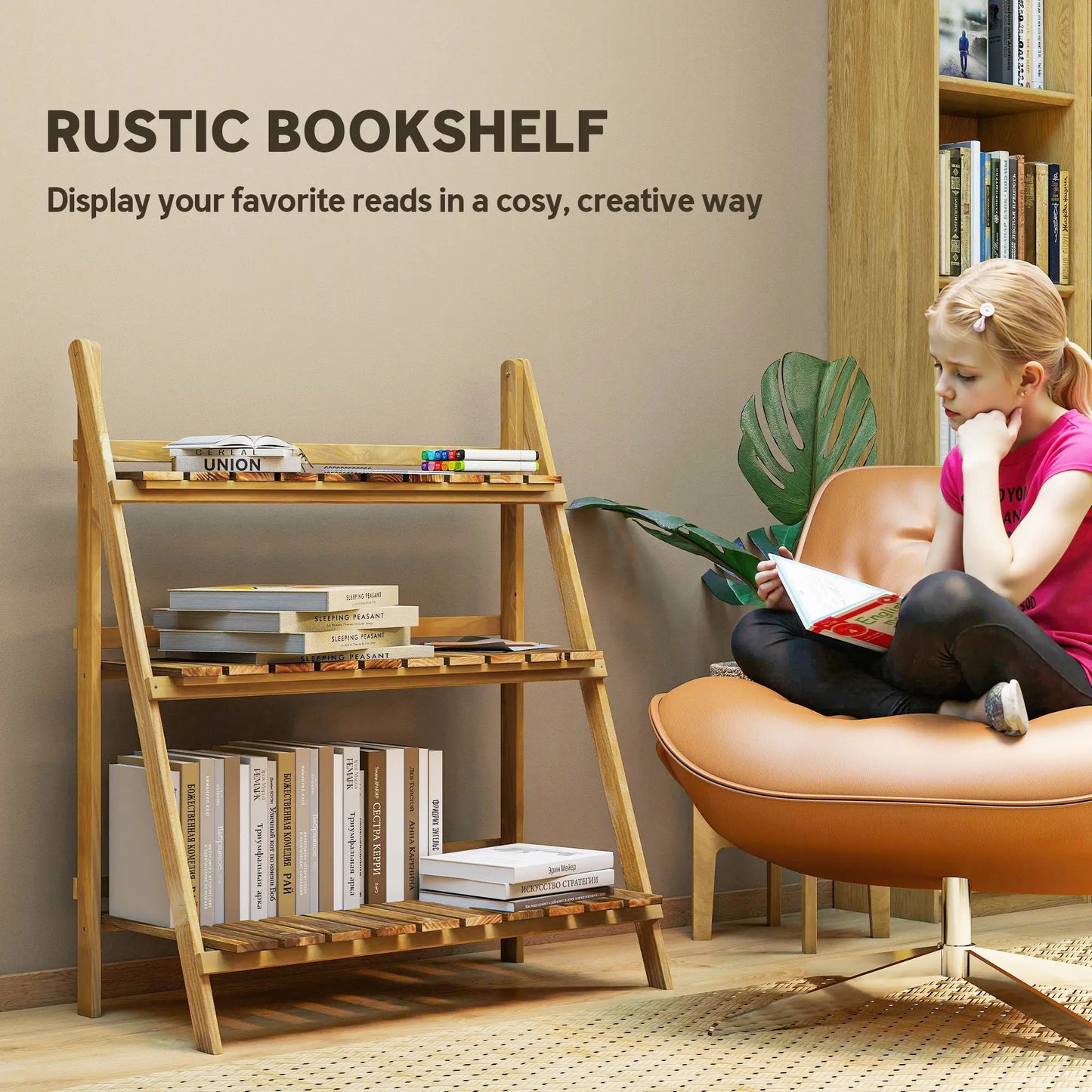 Foldable 3-Tier Wooden Plant Shelf, Outdoor Plant Stands at Gallery Canada