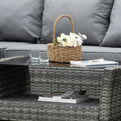 5-Piece Wicker Patio Set, 4" Thick Cushions, Outdoor PE Rattan Sofa, Grey Patio Furniture Sets at Gallery Canada