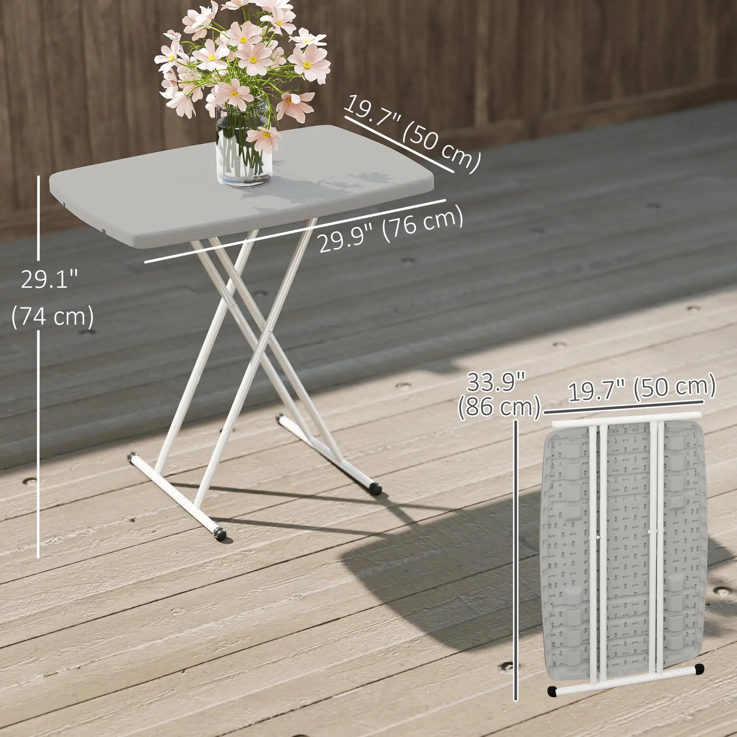 Portable Patio Side Table, Height Adjustable, Folding, Dark Grey Patio Side Tables at Gallery Canada