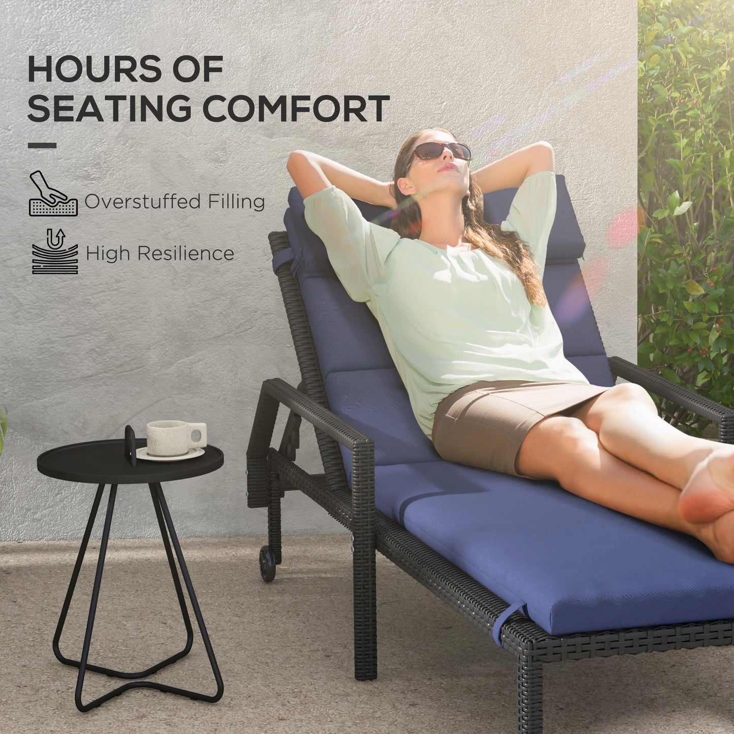 Patio Chaise Lounge Chair Cushions, Set of 2, Dark Blue Patio Chair Cushions at Gallery Canada