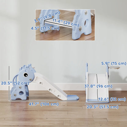 3 In 1 Toddler Slide, Climber, Basketball Hoop, Giraffe Design, Blue Gym Sets & Swings at Gallery Canada