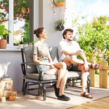 2-Person Outdoor Glider Chair, Steel Frame, Cushions, Grey Outdoor Gliders at Gallery Canada