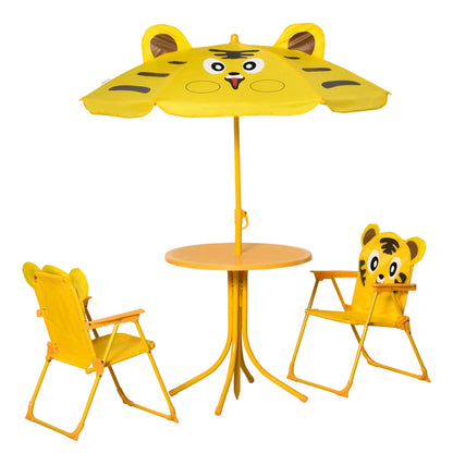Kids Folding Picnic Table Chair Set with Adjustable Umbrella, Yellow Kids Outdoor Furniture at Gallery Canada