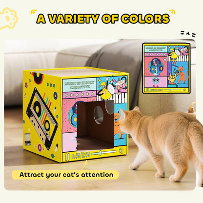 2 in 1 Cardboard Cat House, Cat Scratcher with Scratching Board Cat Houses at Gallery Canada