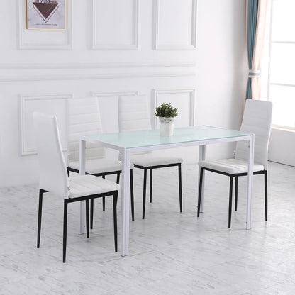Modern Upholstered Dining Chairs, Set of 4, Linen Fabric, Metal Legs, White Dining Chairs at Gallery Canada