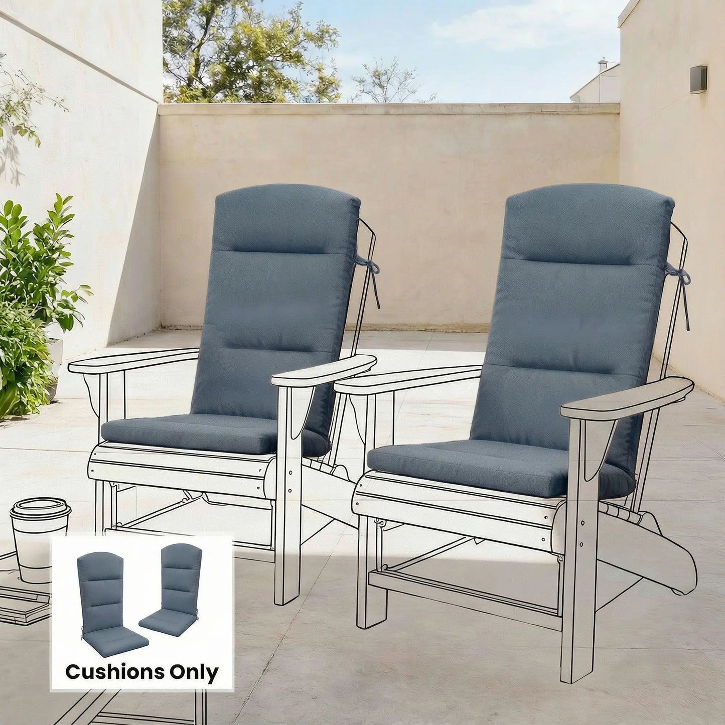 Adirondack Chair Replacement Cushion, With Back And Ties, Dark Grey Patio Chair Cushions at Gallery Canada