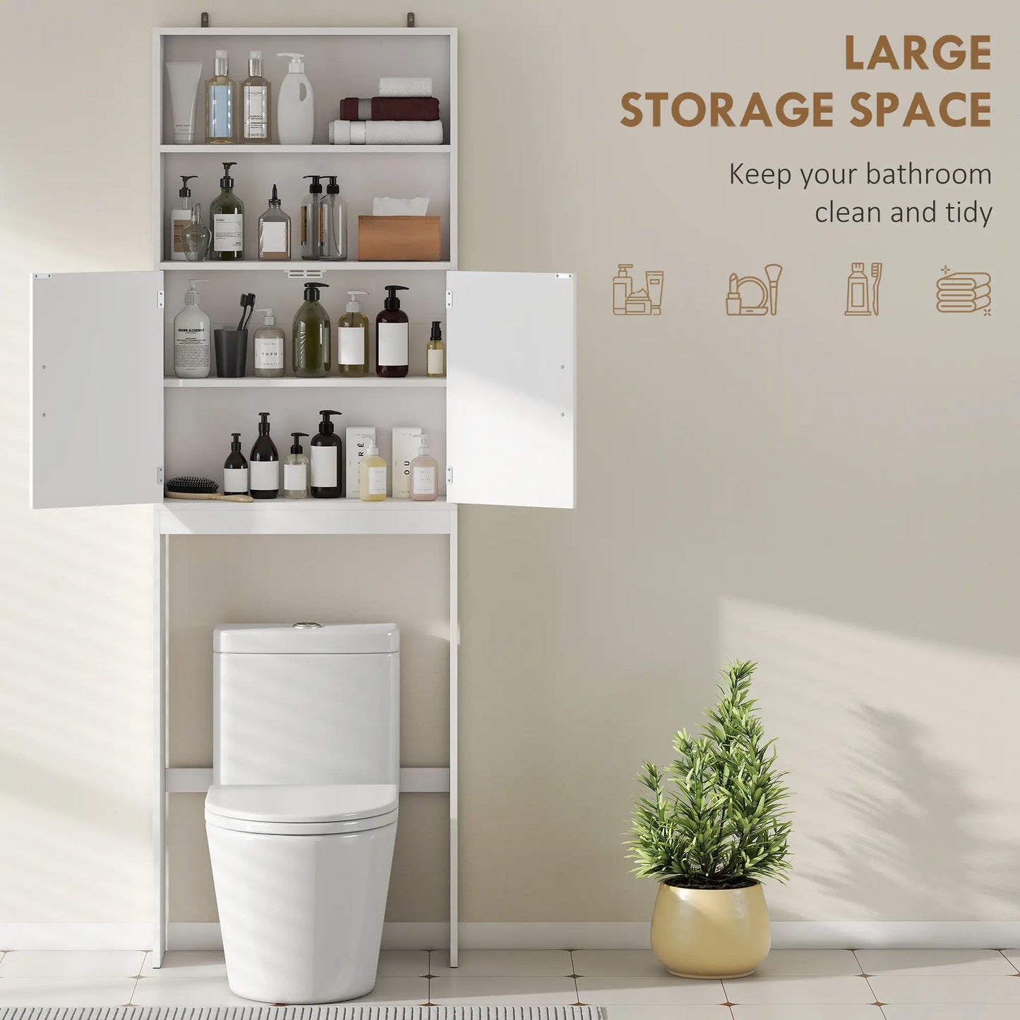 Over The Toilet Storage Cabinet, 4-Tier Bathroom Organizer, White Over The Toilet Storage at Gallery Canada