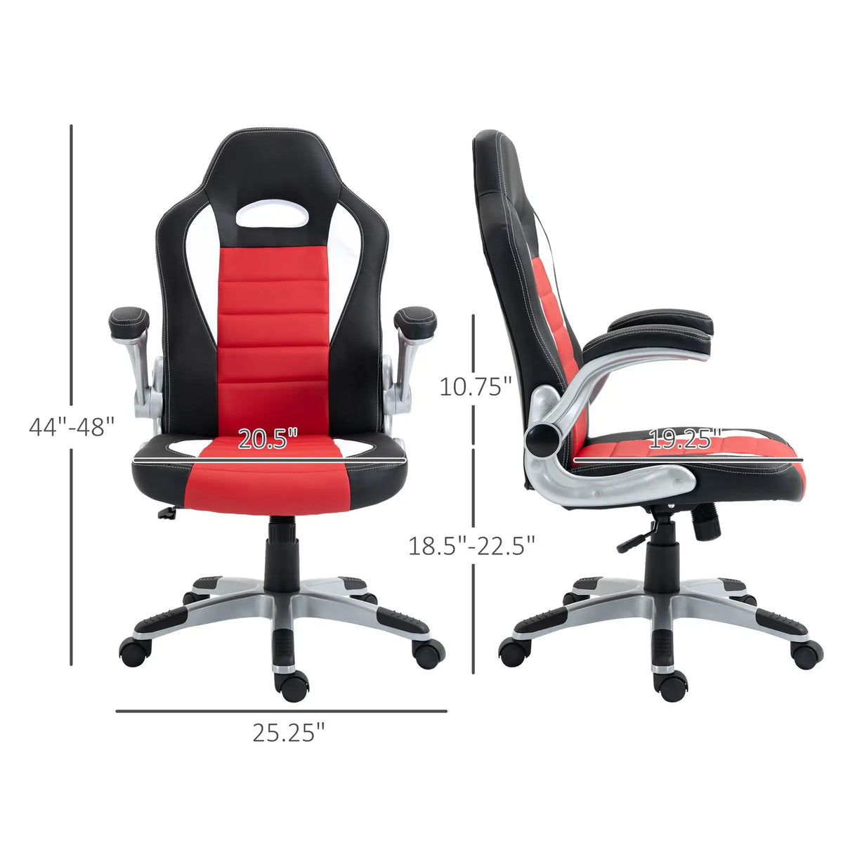 Racing Gaming Chair, PU Leather, Adjustable Height, Flip Up Armrest, Red Video Game Chairs at Gallery Canada