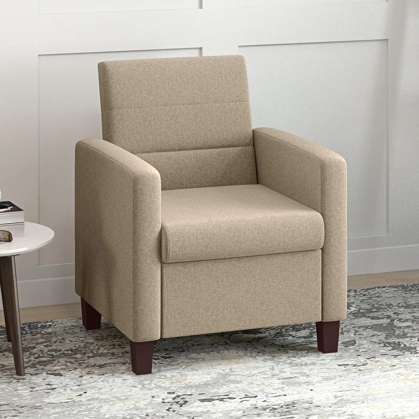 Modern Fabric Accent Chair, with Seat Cushion, Light Brown Accent Chairs at Gallery Canada