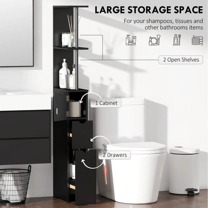 Tall Narrow Bathroom Storage Cabinet, Drawers and Shelves, Black Bathroom Cabinets at Gallery Canada