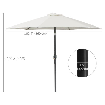 8.5' Round Aluminum Patio Umbrella, 6 Ribs, Tilt Canopy, Cream White Sun Umbrellas at Gallery Canada