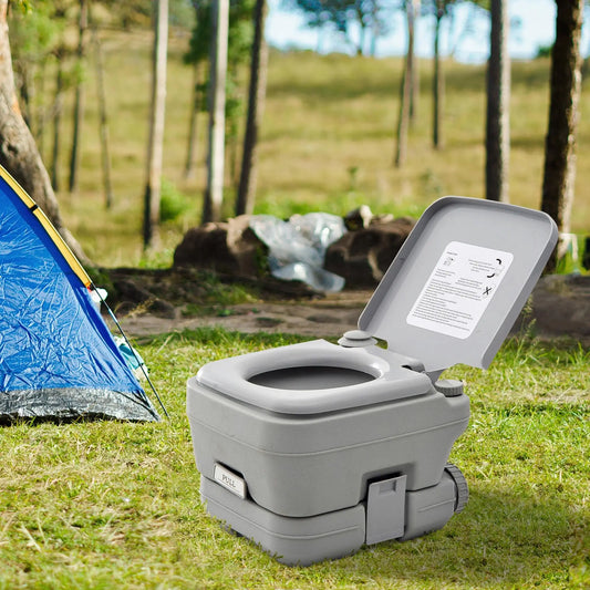 Portable Travel Toilet, Flushable Tank, Camping, Boating, 2.6 Gallon (10L) Camping Toilets Grey at Gallery Canada