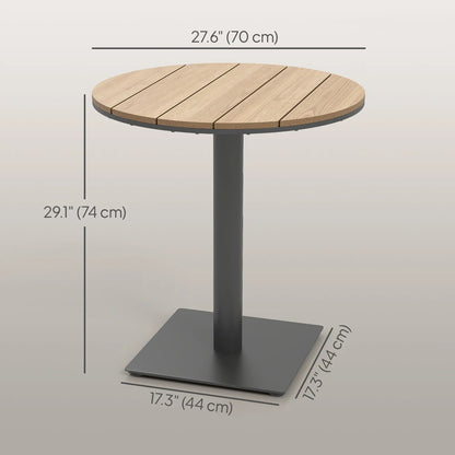 28" Round Outdoor Side Table, Slatted Design, Weather Resistant, Natural Patio Side Tables at Gallery Canada