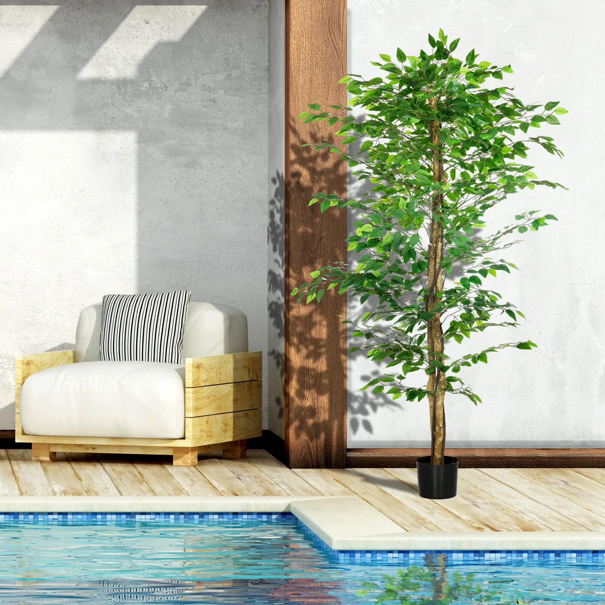 Set of 2 6ft Artificial Ficus Trees, Indoor Fake Plants with Pot Artificial Trees at Gallery Canada