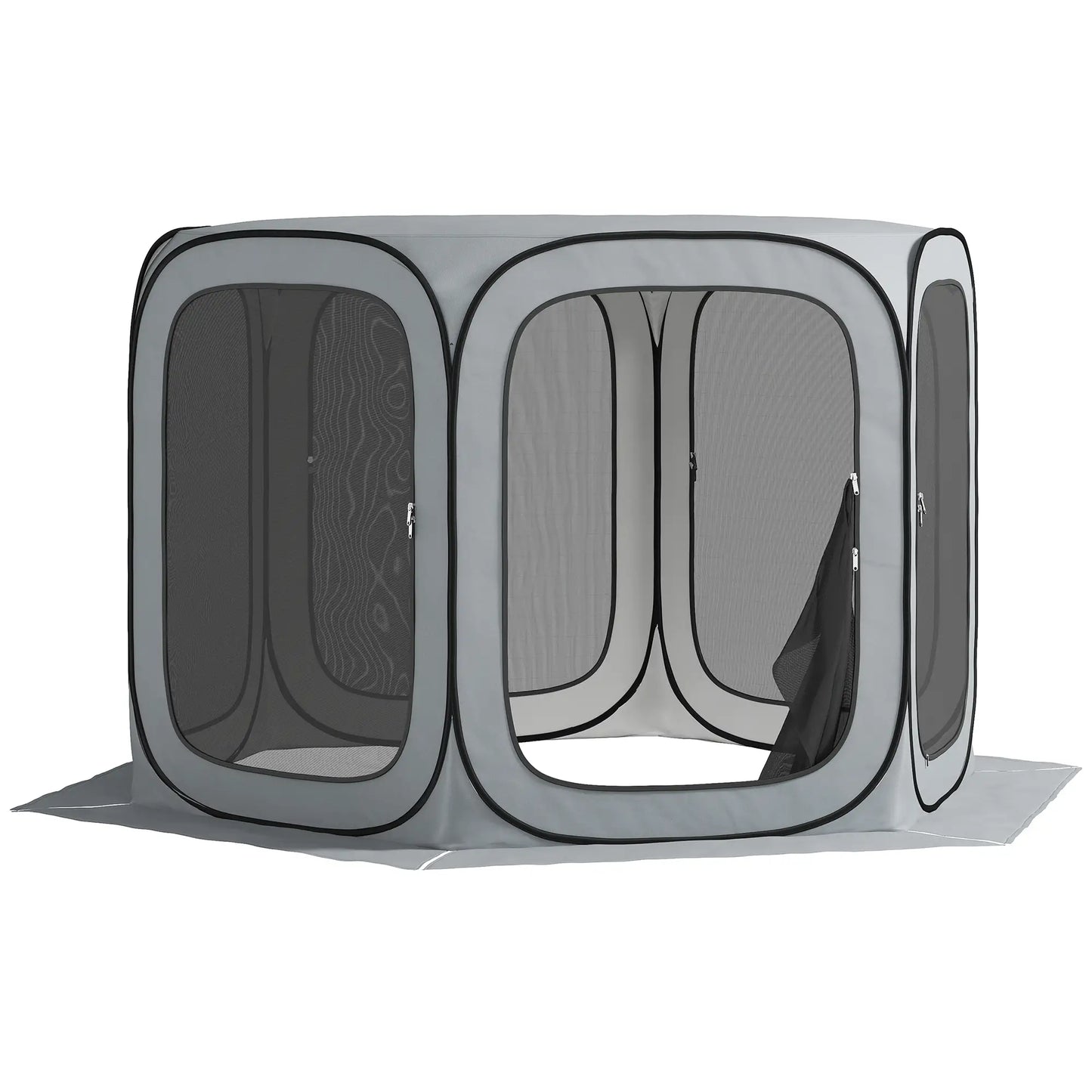 11 x 11ft Pop Up Screen Tent, UPF50+ Portable Gazebo, Light Grey Camping Tents at Gallery Canada