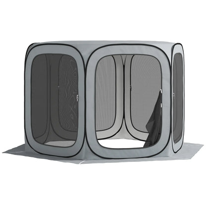 11 x 11ft Pop Up Screen Tent, UPF50+ Portable Gazebo, Light Grey Camping Tents at Gallery Canada