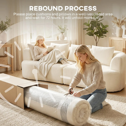 3 Seater Sofa, 102" Cream White, Chenille Couch With Spring Cushions, Cream White 3-Seater Sofas at Gallery Canada