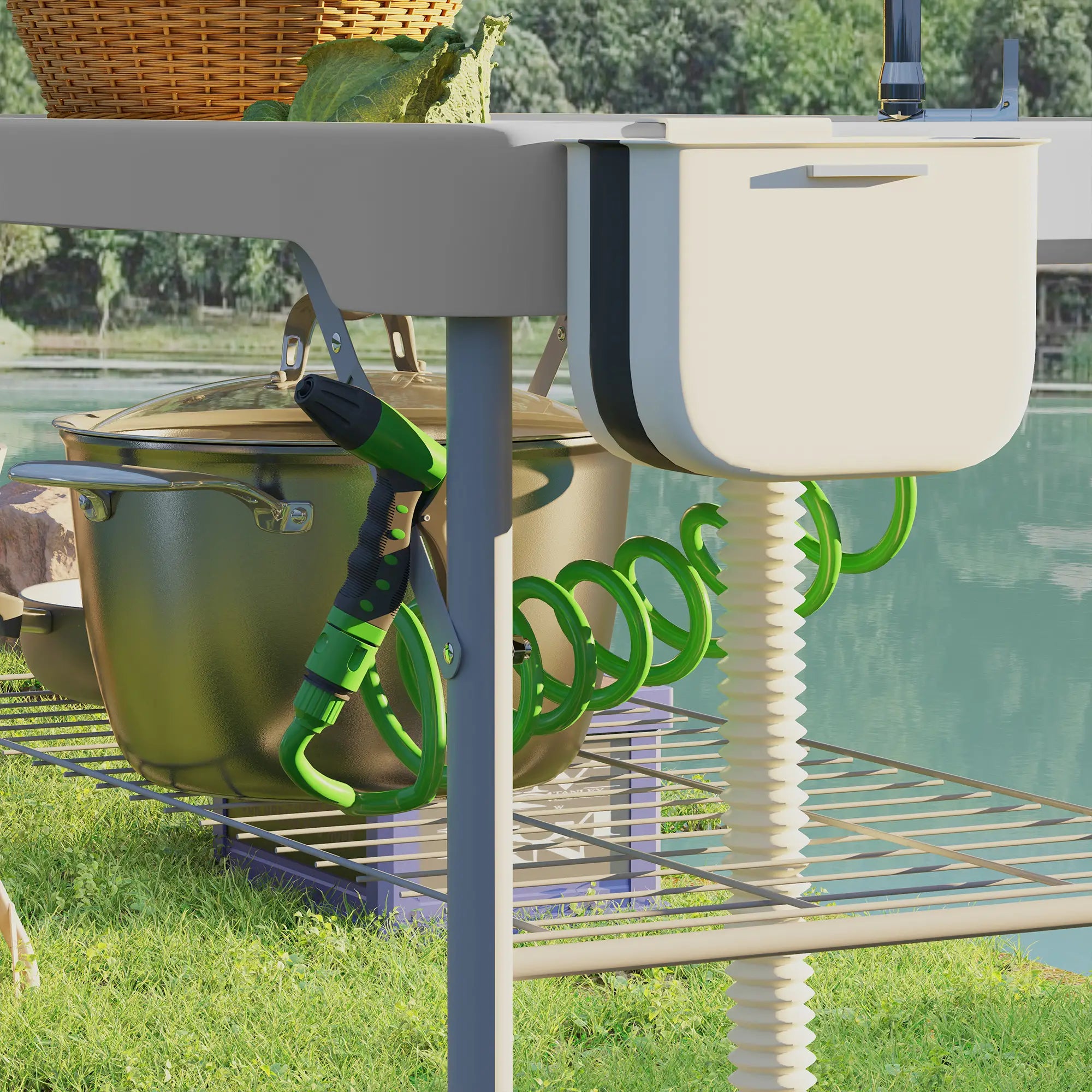 Folding Fish Cleaning Table With Sinks, Camping Sink With Faucet, Grey Picnic Tables & Camping Chairs at Gallery Canada