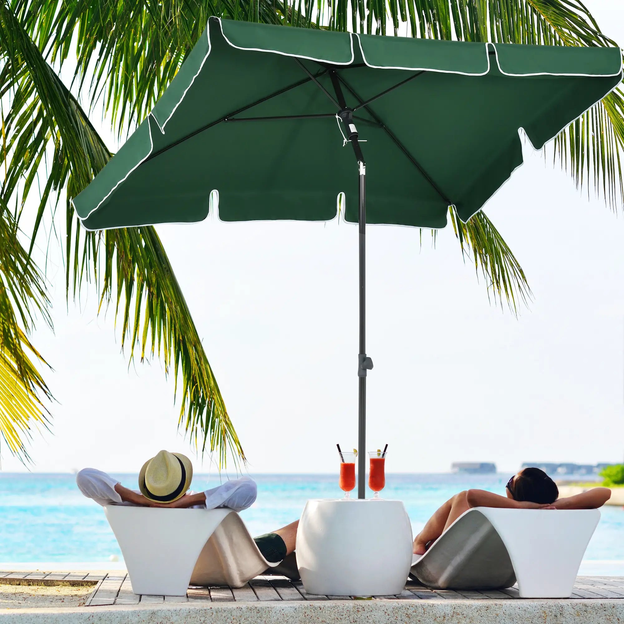 6.5x4ft Rectangle Patio Umbrella, Adjustable Tilt, Green Sun Umbrellas at Gallery Canada