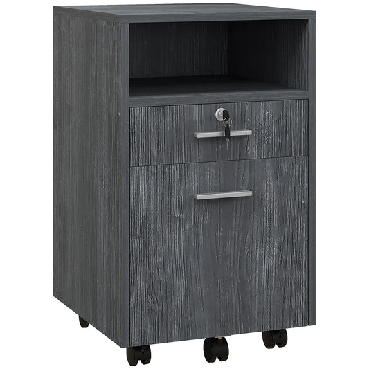 Small 2-Drawer Filing Cabinet, Lockable, On Wheels, Grey Office Cabinets & Cupboards Grey at Gallery Canada