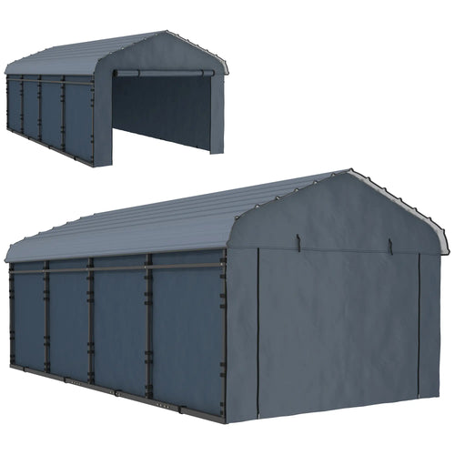 12' x 20' Metal Carport, Heavy Duty Garage Shelter, Dark Grey