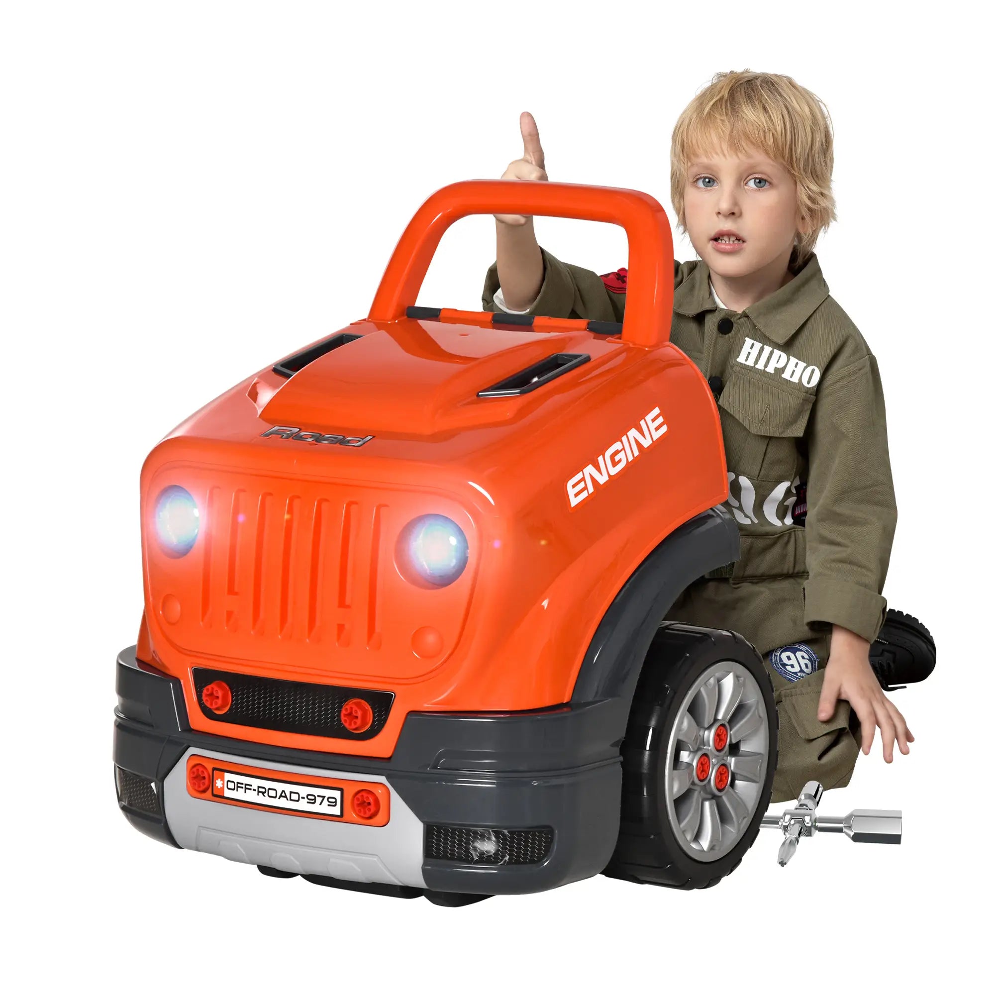 Kids Truck Engine Toys, Construction Educational Repair Car Tool Set with Light and Sound, Orange Workbench Toy Sets at Gallery Canada