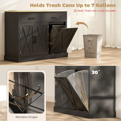 7 Gallon Tilt Out Garbage Cabinet, Kitchen Island With Charging Station, Black Storage Cabinets at Gallery Canada