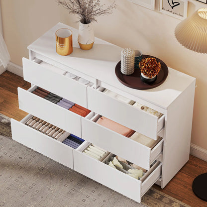 Wide 6 Drawer Dresser, Modern Clothes Storage Organizer, White Storage Cabinets at Gallery Canada
