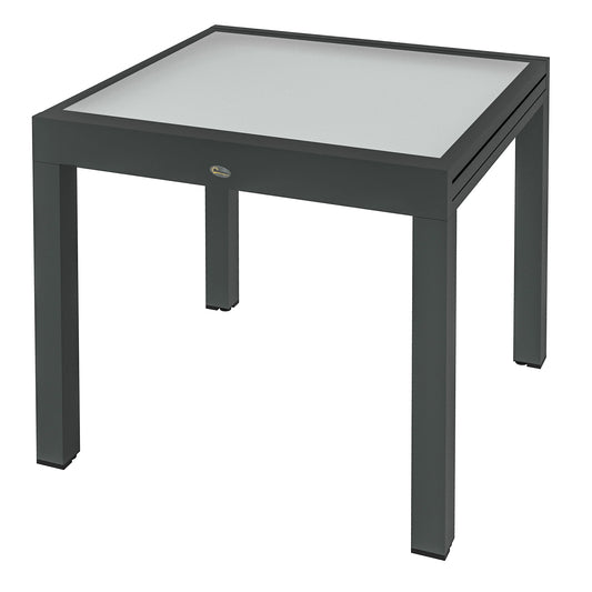 Extendable Patio Dining Table, Tempered Glass Aluminum, Clear Patio Dinning Tables Black, Clear at Gallery Canada