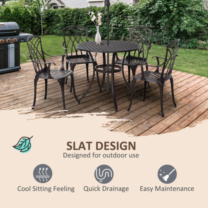5-Piece Outdoor Dining Set, Cast Aluminum Table and Chairs, Brown Outdoor Dining Sets at Gallery Canada