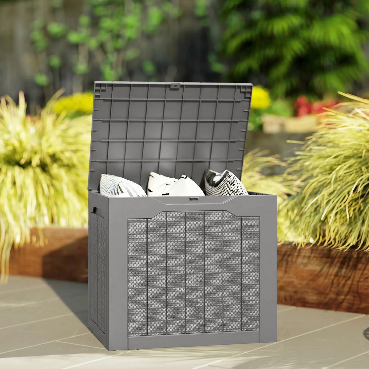 28 Gallon Deck Box, Resin Outdoor Storage With Handles, Waterproof UV Resistant Patio Storage Boxes at Gallery Canada