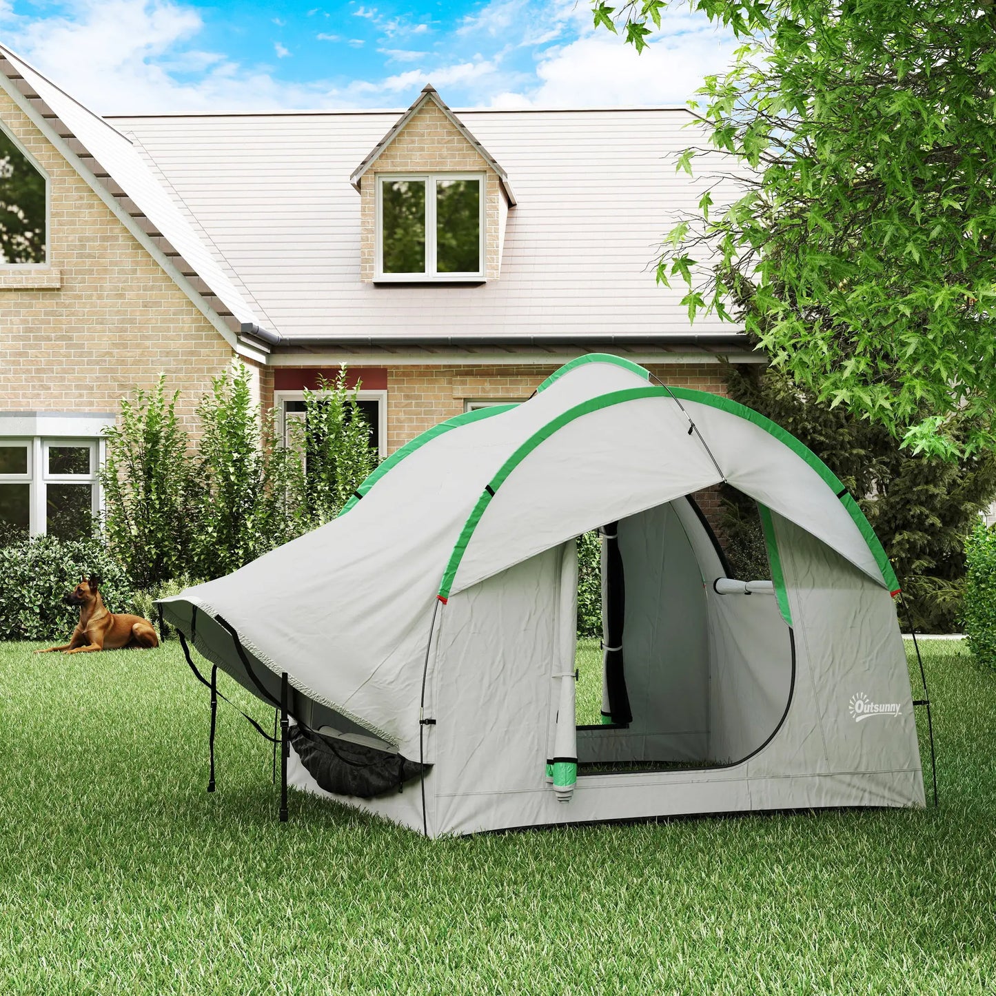 2000mm Waterproof SUV Tent, 3 Doors, Mesh Window, 5-6 Person, Grey Green Camping Tents at Gallery Canada