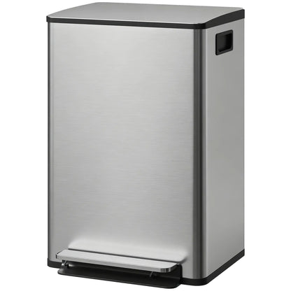 Trash Can with Soft-Close Lid, Garbage Can with Removable Inner Bucket for Kitchen 13.2gal, Silver Household Supplies Silver at Gallery Canada