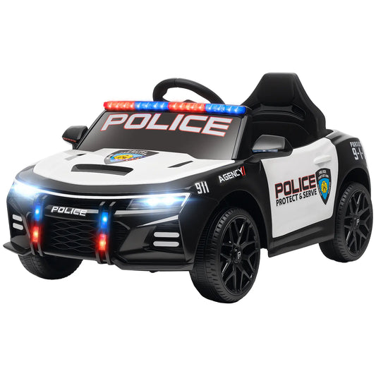 Kids Electric Police Car, Remote Control, Sirens, Lights, Music, White Electric Toy Cars White, Black at Gallery Canada