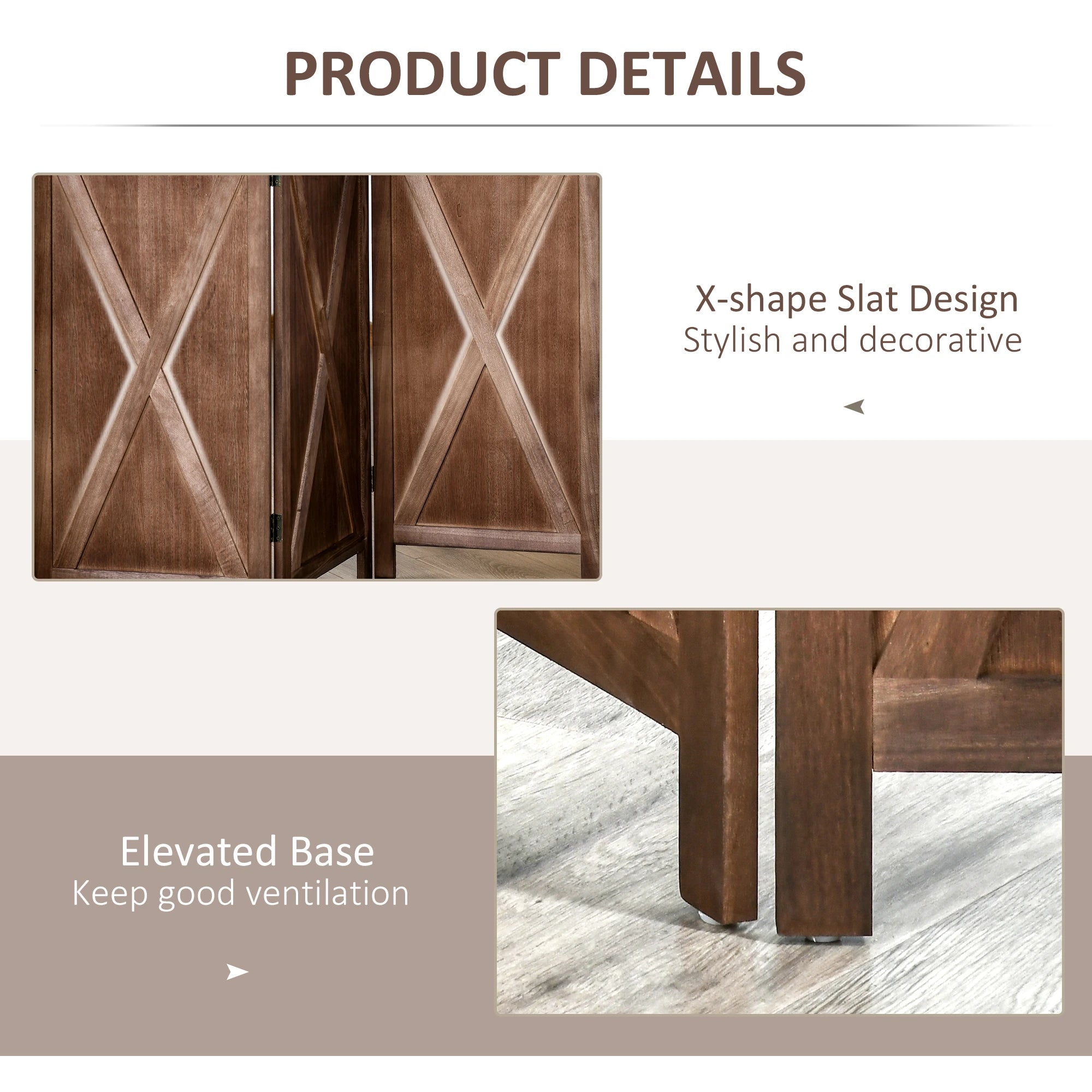 4-Panel Farmhouse Room Divider, Foldable Wooden Frame 5.6FT, Walnut Room Dividers at Gallery Canada