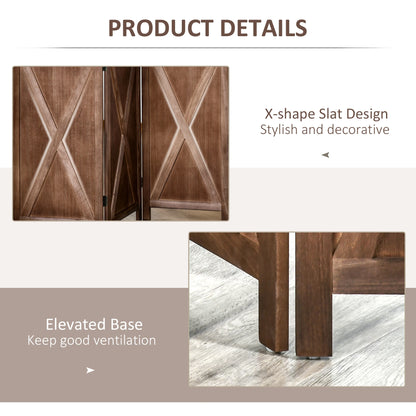 4-Panel Farmhouse Room Divider, Foldable Wooden Frame 5.6FT, Walnut Room Dividers at Gallery Canada