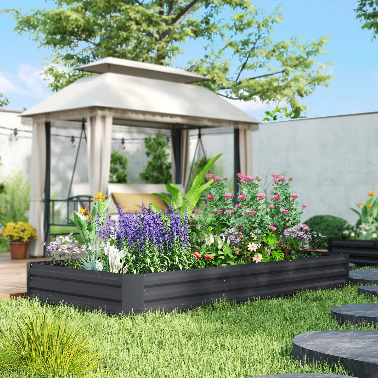 Galvanized Raised Bed, 8' x 4' x 1', Metal Planter Box for Garden Raised Garden Beds at Gallery Canada