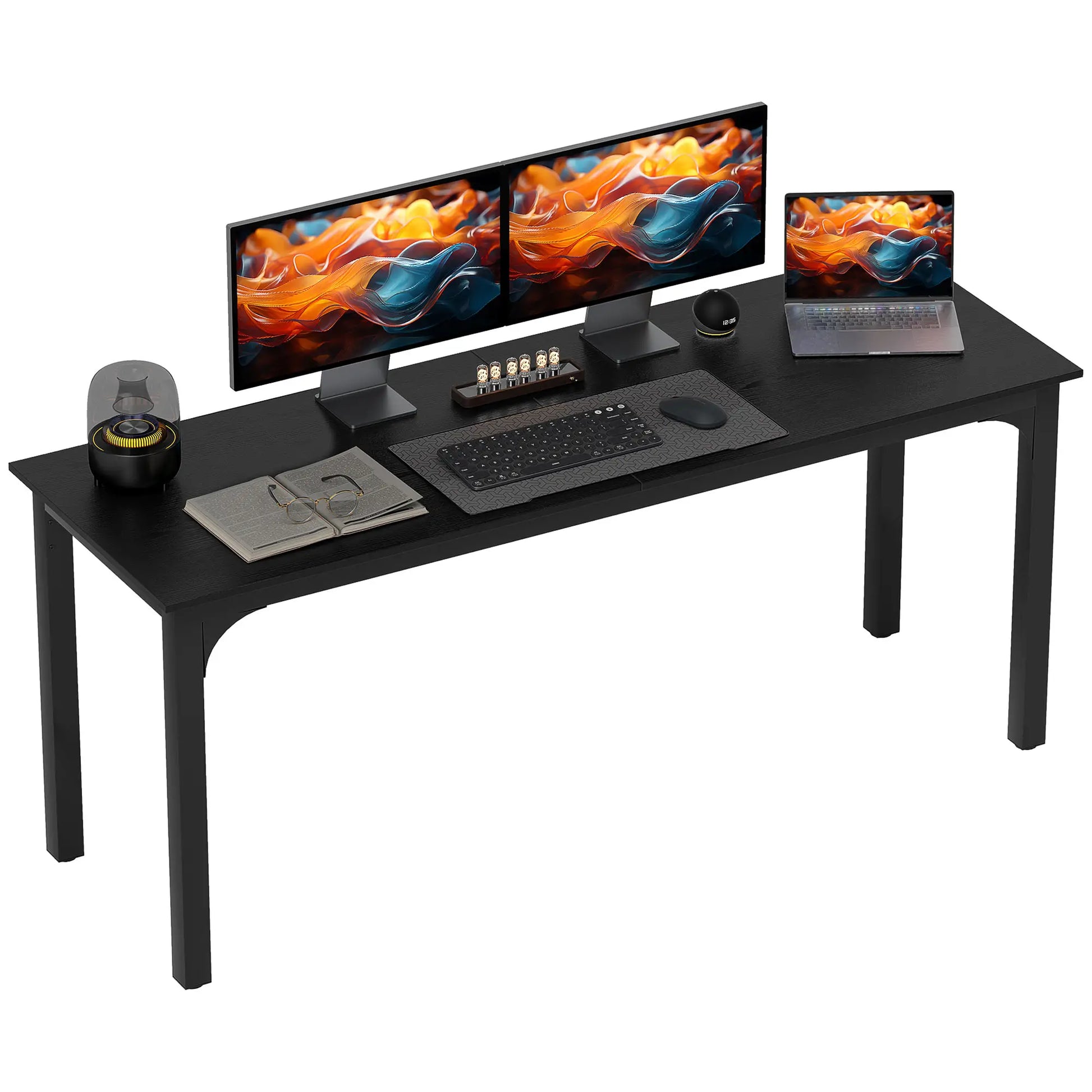 71" Computer Desk, Metal Legs, Distressed, Black Computer Desks at Gallery Canada