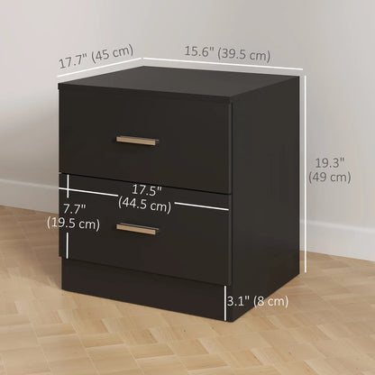 Modern Bedside Table, 2 Drawers, Nightstand for Bedroom, Black Bedside Tables at Gallery Canada