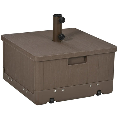 3-in-1 Outdoor Umbrella Base with Wheels, Side Table, Planter Box, 175lbs, Brown Umbrella Bases at Gallery Canada