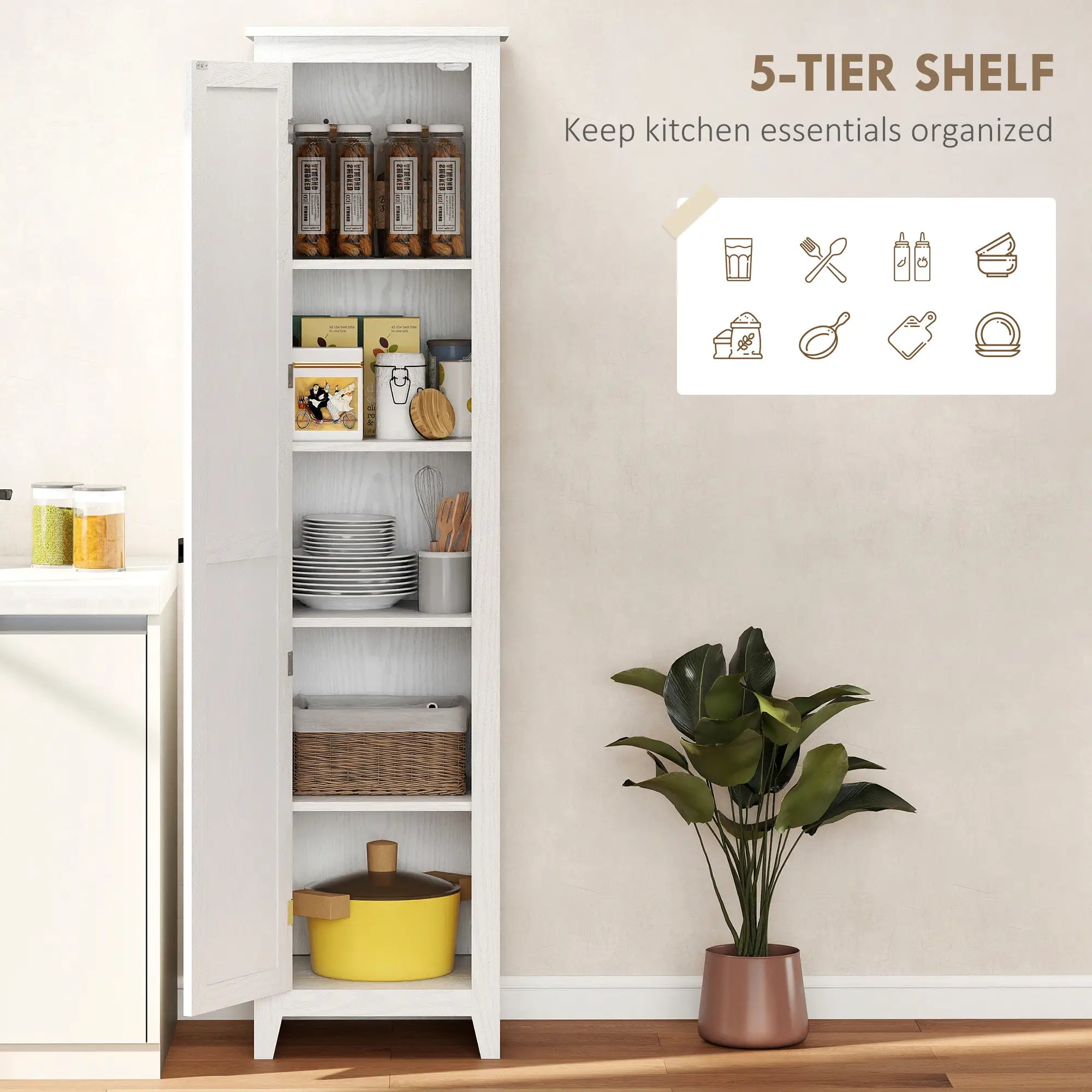 67 Farmhouse Kitchen Pantry Cabinet, Adjustable Shelves, White Kitchen Pantry Cabinets at Gallery Canada