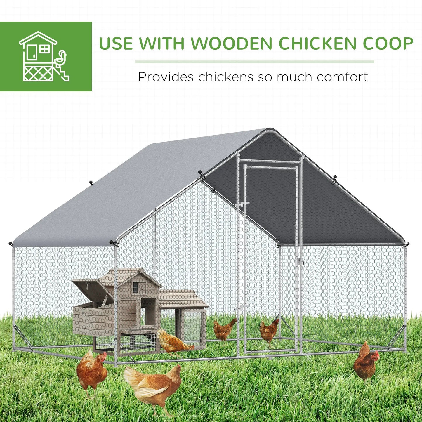 9.8' x 6.6' x 6.6' Chicken Coop, Outdoor Hen House With Cover, Lockable Door Chicken Coops at Gallery Canada