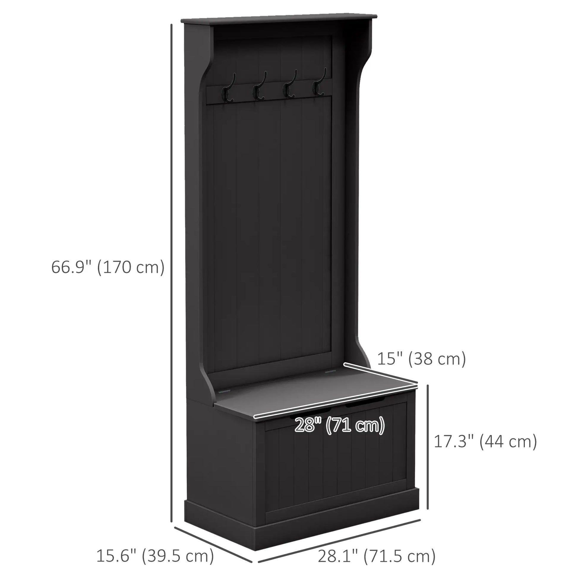 3-In-1 Hall Tree, Coat Rack, Shoe Storage, Bench Seat, Black Clothing Storage at Gallery Canada