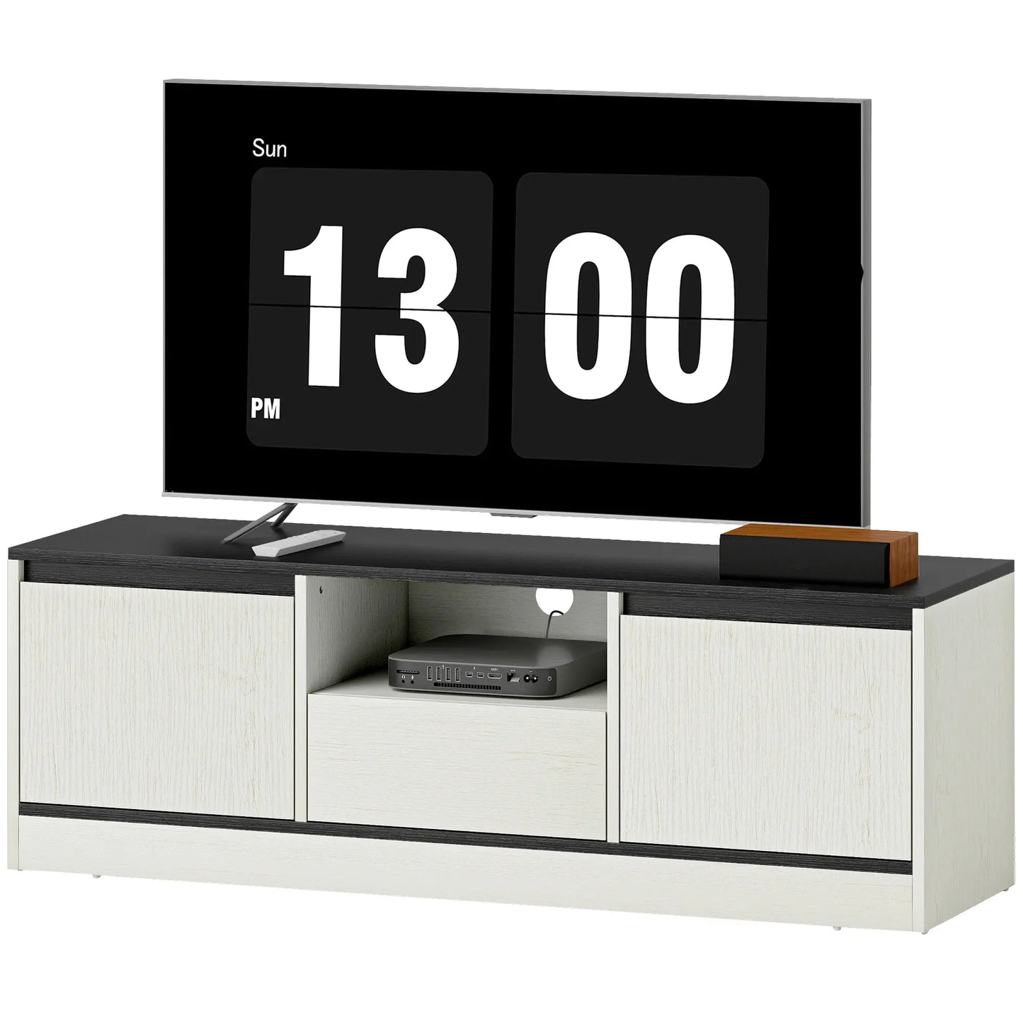 TV Stand For 43-55 Inch TV, Entertainment Center With Cabinets, White TV Stands White, Black at Gallery Canada