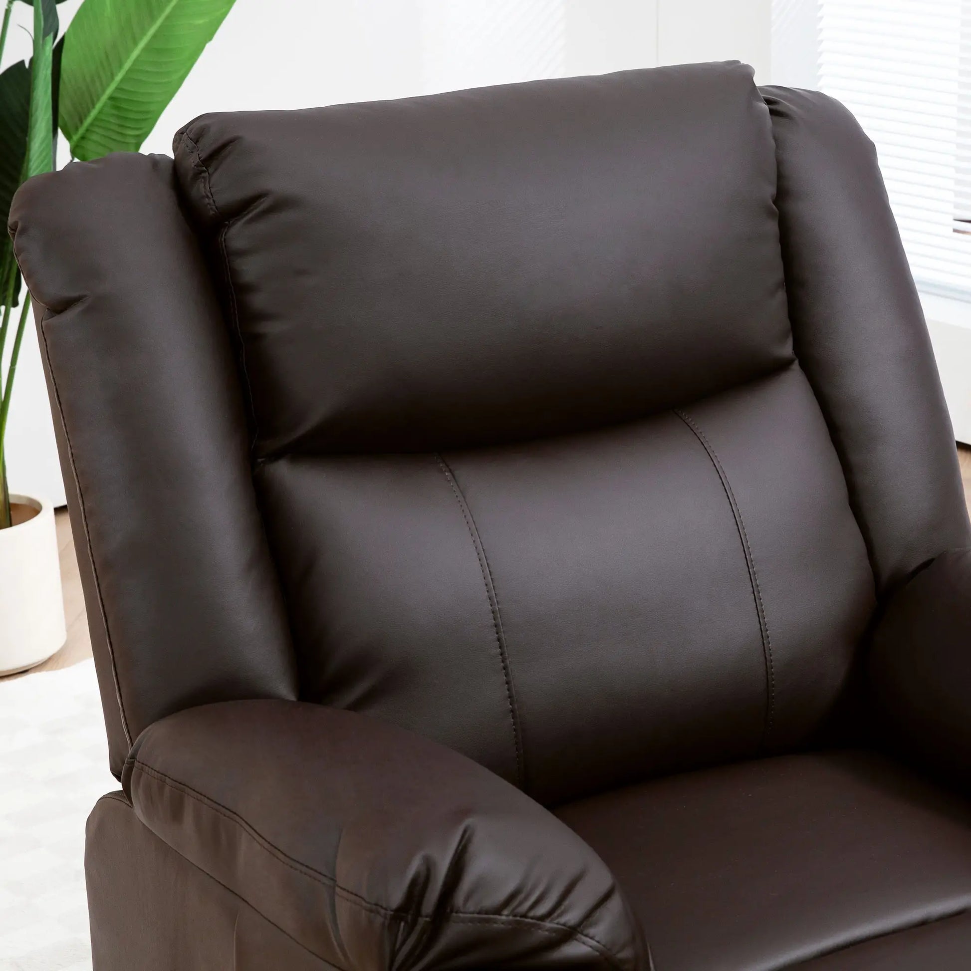 PU Leather Reclining Chair, Recliner Chair for Living Room with Footrest and 2 Side Pockets, Brown Single Sofas at Gallery Canada