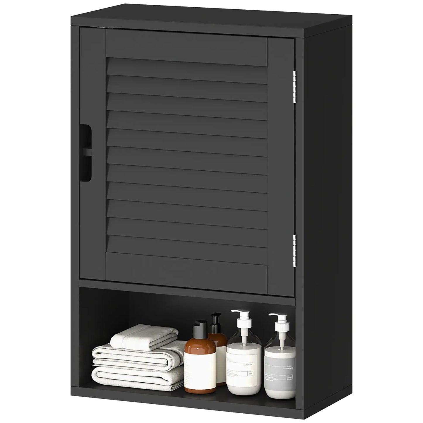 Wall Mounted Bathroom Cabinet, Adjustable Shelves, 40 x 20 x 60 cm, Black Wall Mounted Cabinets Black at Gallery Canada