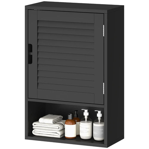 Wall Mounted Bathroom Cabinet, Adjustable Shelves, 40 x 20 x 60 cm, Black