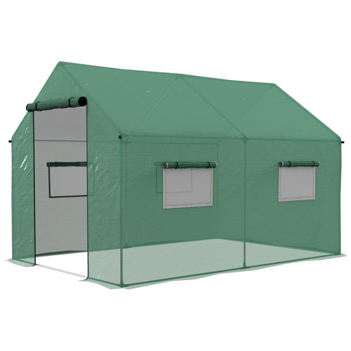 Walk-in Tunnel Greenhouse, UV-Resistant, 6.6' x 10' x 6.6', Green
